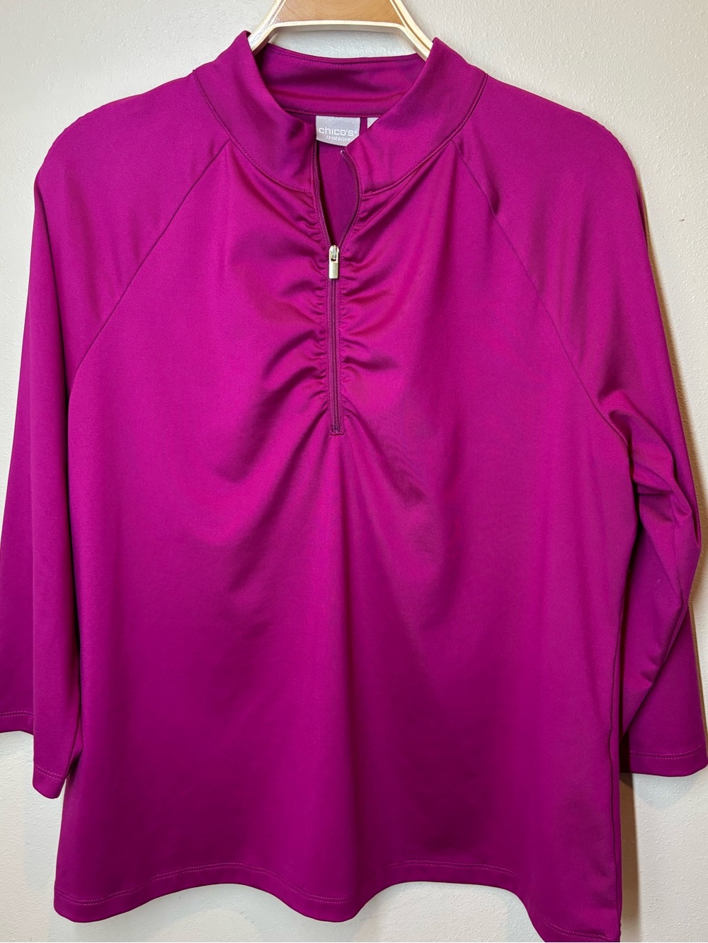 Chico's Zenergy Fuchsia Quarter-Zip Performance Pullover, Chicos 2, large